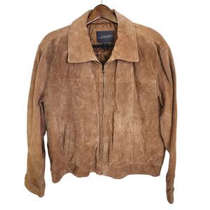 NWT Cezani Men's Genuine Suede Leather Jacket Camel Brown Zip Quilted Lined XL